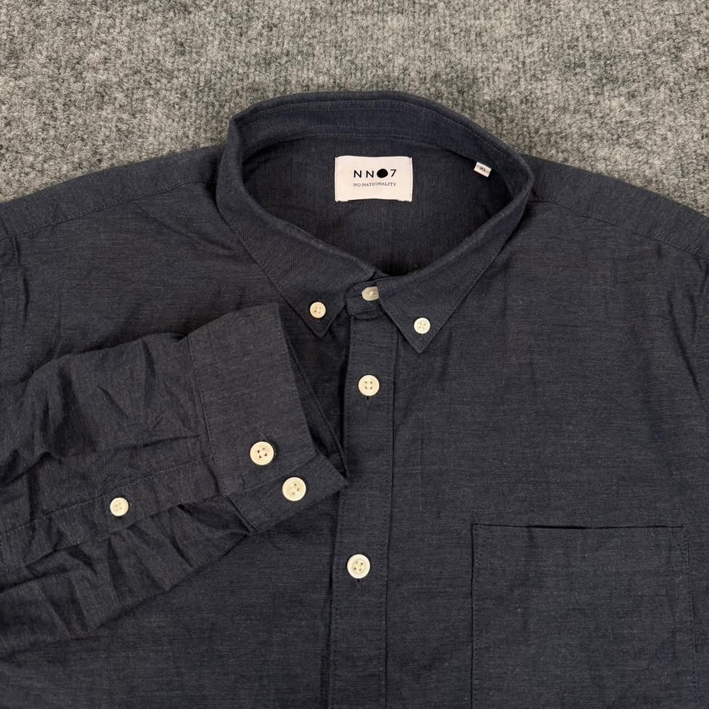 NN07 Sixten Button Down Shirt XL Navy Blue 100% Cotton EUC